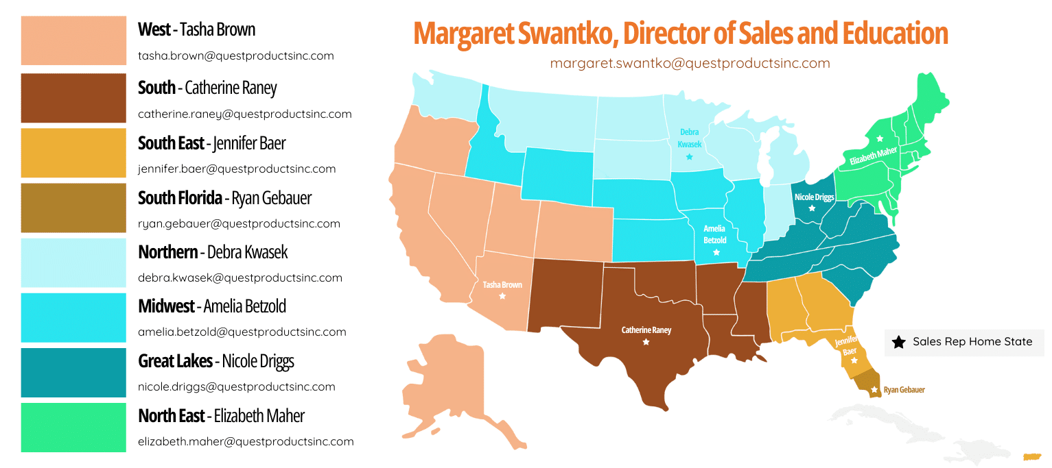 map of the regional sales territory for quest healthcare